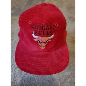 Vintage Chicago Bulls Corduroy SnapBack Back Hat Red One Size Fits All